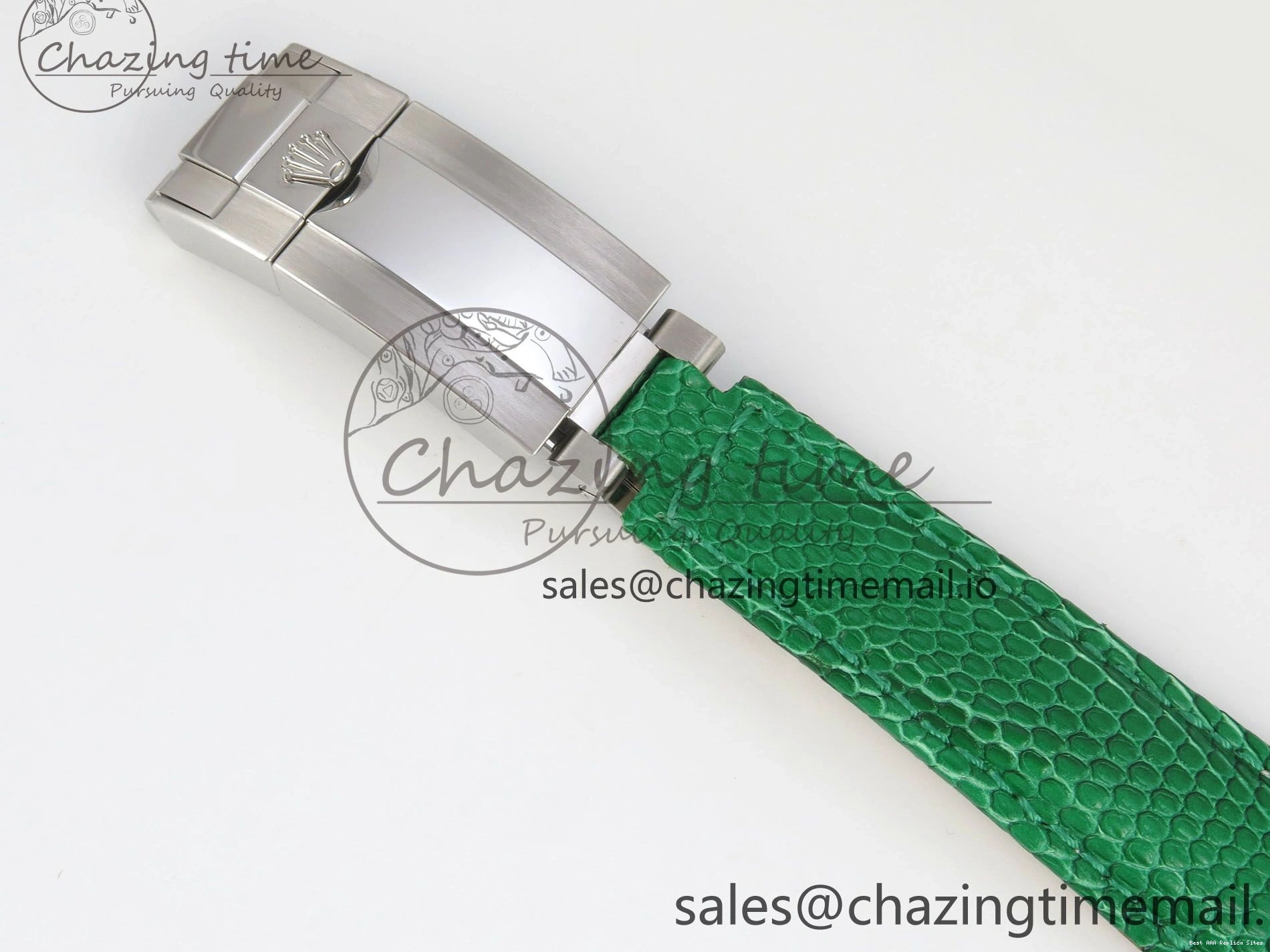 Good Copy Rolex Watches Diamonds Green MPF 40mm Bezel Green Leather 326 Custom Strap Dial FreshLook Modded Daytona on SA 0110